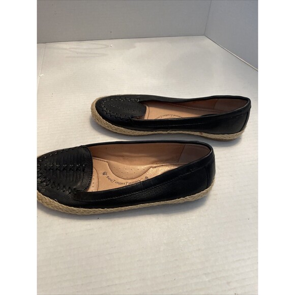 Sofft Women's Malila Espadrille Slip On Flats Size 7.5 Black Leather Shoe Comfy - Picture 2 of 6